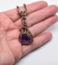 Faceted Amethyst and Copper Wire Wrapped Pendant - Image 6