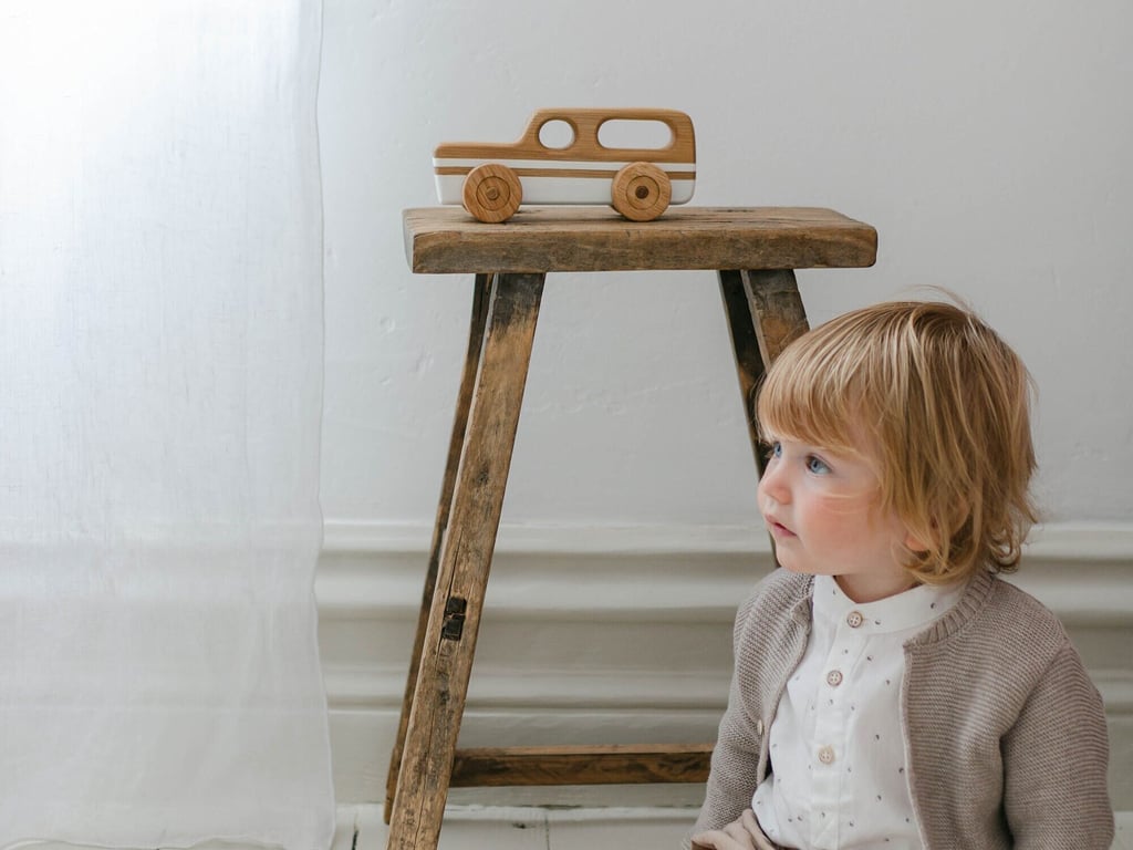 Wooden Toy Car - Station Wagon - White - Traditional Wooden Toys - Auto Toys