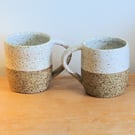 Large stoneware pottery mug, speckled clay finished in a white glaze