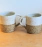 Large stoneware pottery mug, speckled clay finished in a white glaze