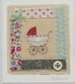 Little pram embroidery on card to welcome a precious new baby 