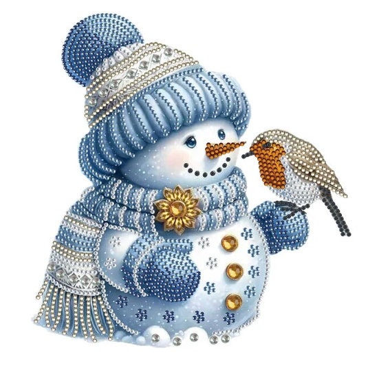 5D DIY Snowman and Robin Diamond Painting Kit Painting for Adults 30cm x 30cm Cr