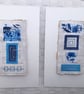 Pretty Patterned Blue & White Handstitched Geometric Small Artworks - Image 1