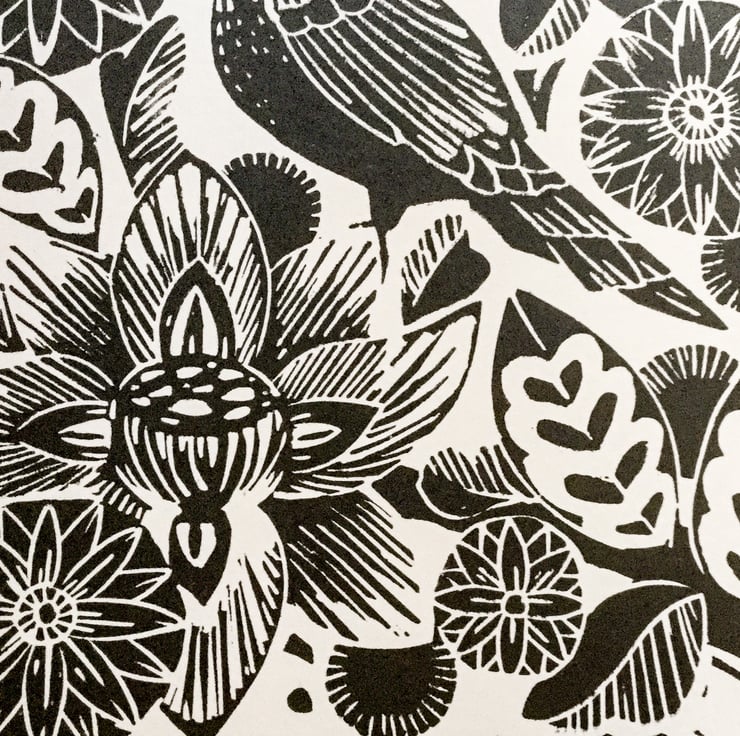 Spring linocut print - Folksy