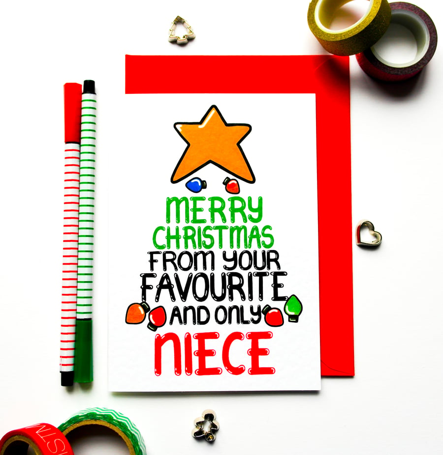 Funny Christmas Card From Your Favourite Niece Christmas Card Aunty and Uncle