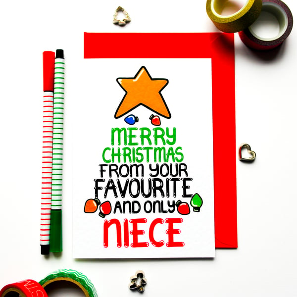 Funny Christmas Card From Your Favourite Niece Christmas Card Aunty and Uncle