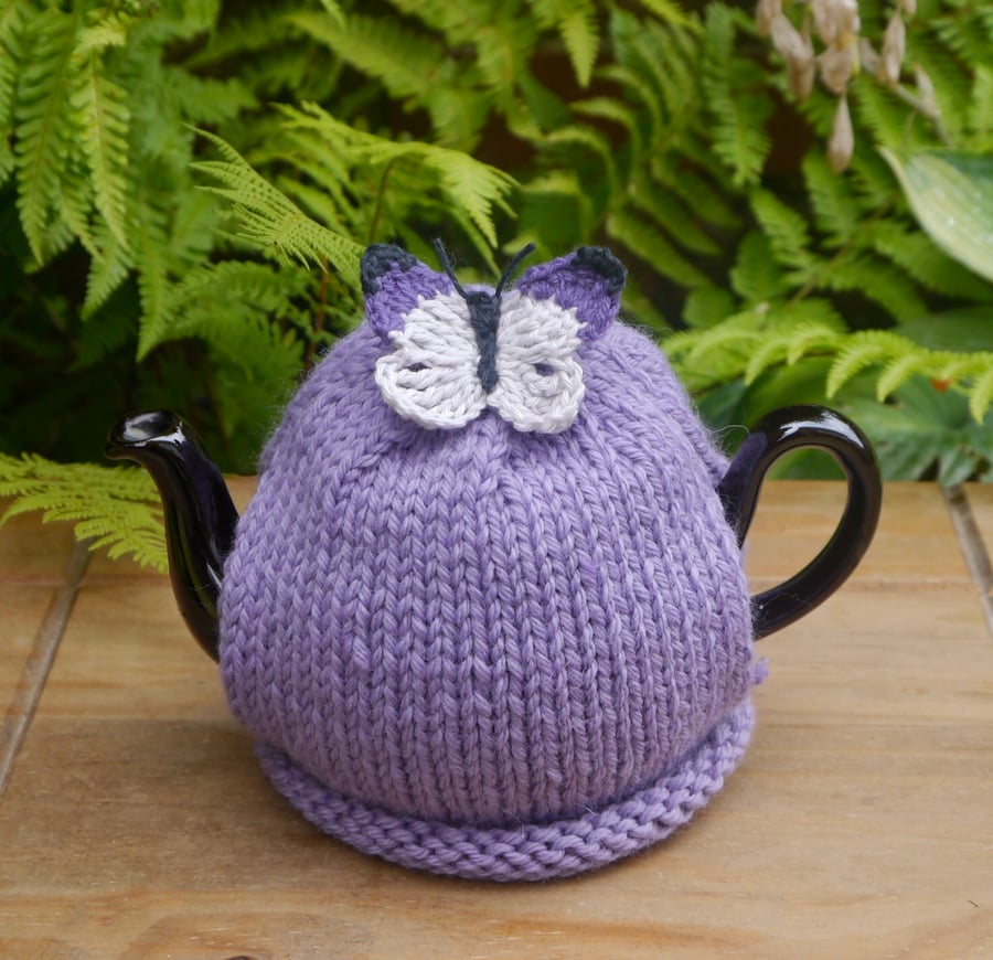 Purple Butterfly One Cup Tea Cosy, Small Butterfly Teapot Cozy