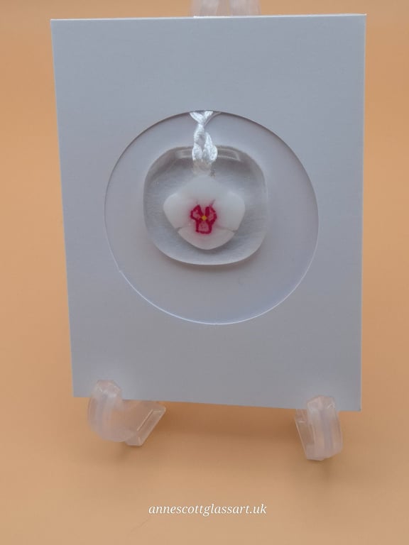 Orchid on Clear Fused Glass Card