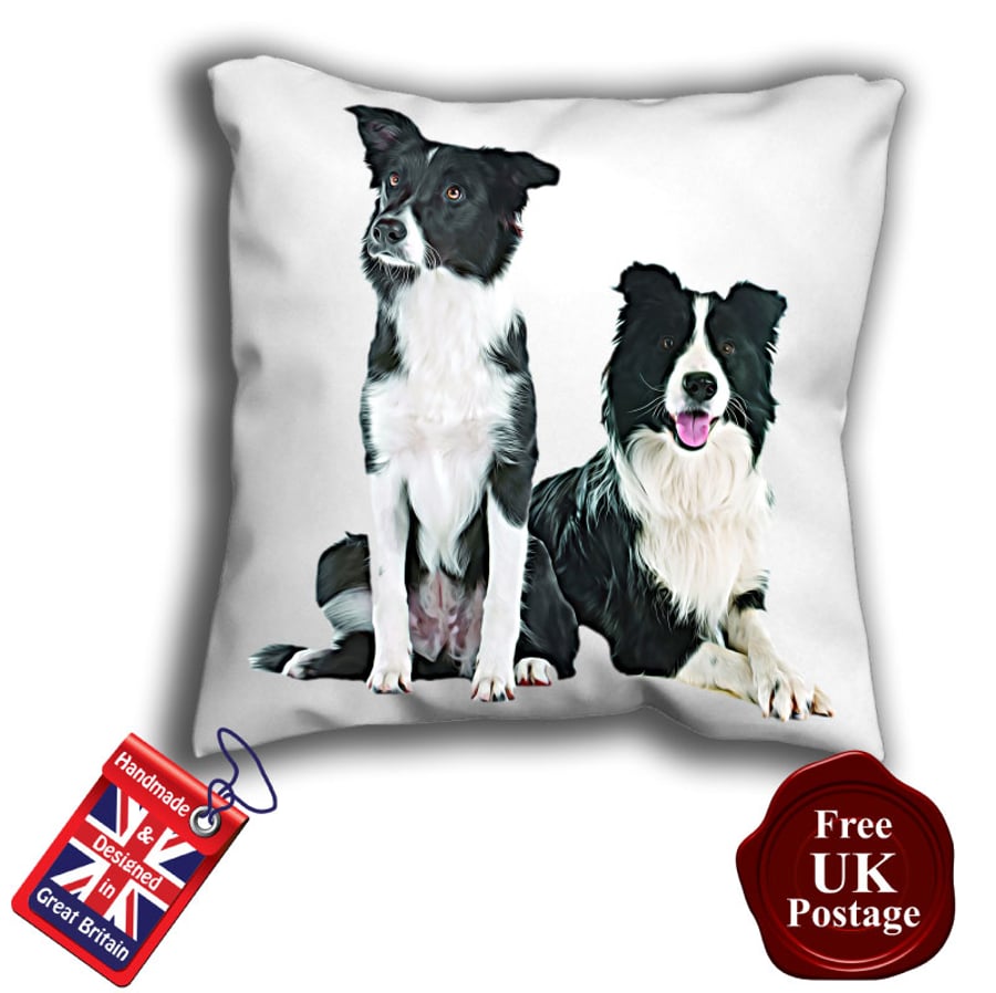 Black and White Border Collie, Border Collie Cushion Cover, Black Collie,