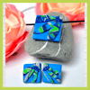 Bribie Island Australiana Blue, Green & Silver Polymer Clay Pendant & Earrings