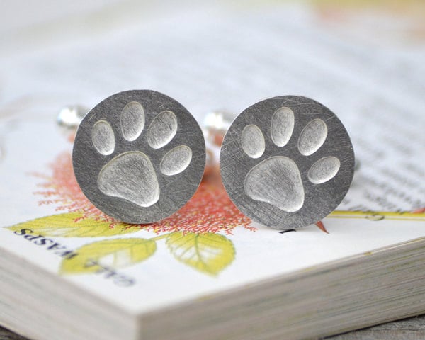 Solid Pawprint Cufflinks In Sterling Silver
