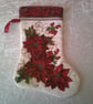 Poinsettia on Cream Small Christmas Stocking