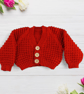 Hand knitted baby cardigan in fox red brown textured pattern  - Image 2
