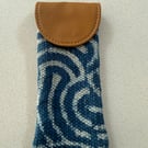 Handwoven Fabric Glasses Case with Faux Leather Flap Closure