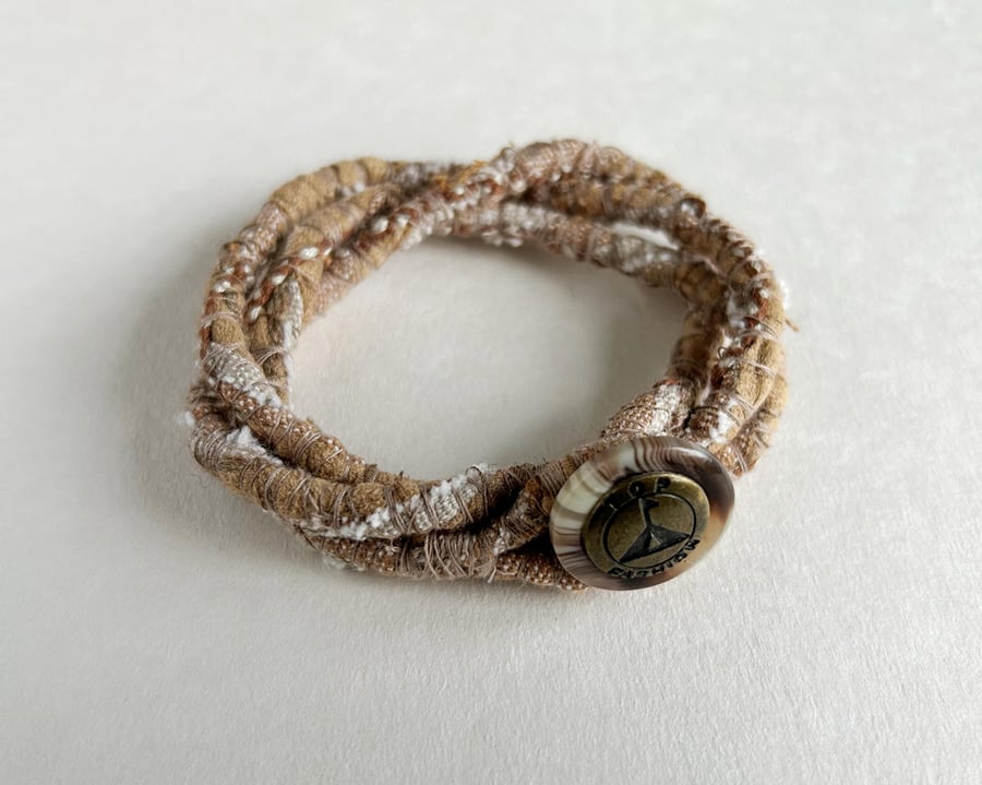 Light brown textile bracelet, fabric bracelet