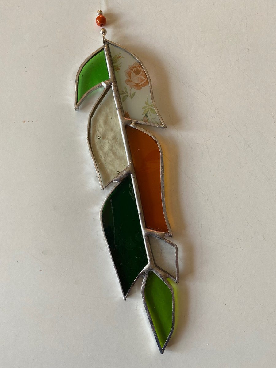 Stained Glass Feather Suncatcher Decoration 