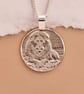 Lion Engraved Sterling Silver Coin Necklace