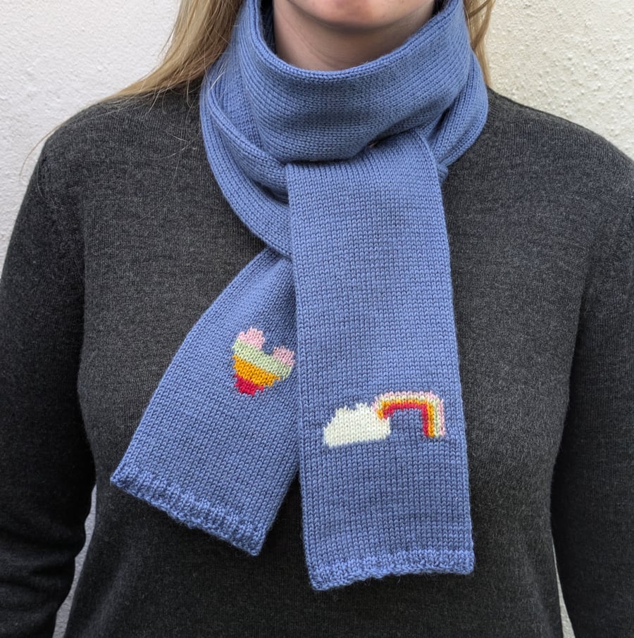 Rainbow wool knit scarf