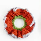  Handmade rust and green Crochet Scrunchie