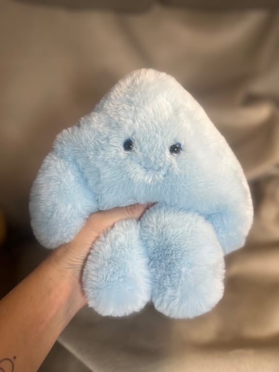 Handmade Yeti, Blue Faux Fur, Weighted, Squishy, Soft, Emotional Support Plush