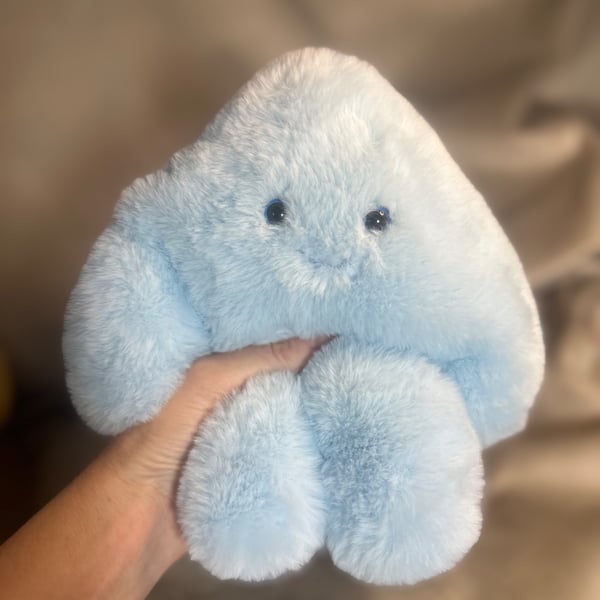Handmade Yeti, Blue Faux Fur, Weighted, Squishy, Soft, Emotional Support Plush