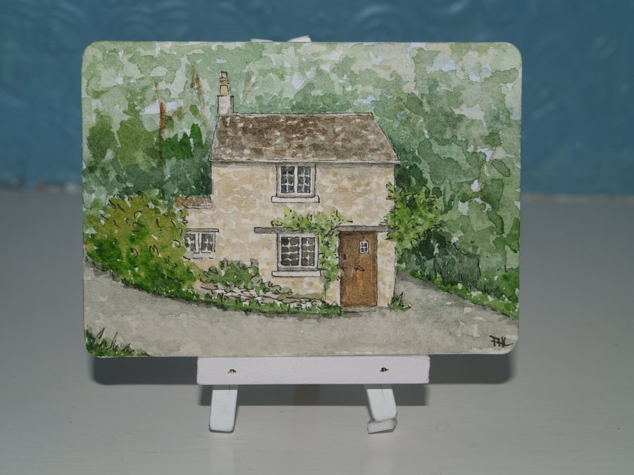 ACEO Original Cotswold Cottage in Bibury