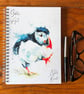 Puffin Billy Notebook, Notepad, A5 Size, Spiral bound, Wildlife Art Notebook, Pa - Image 2