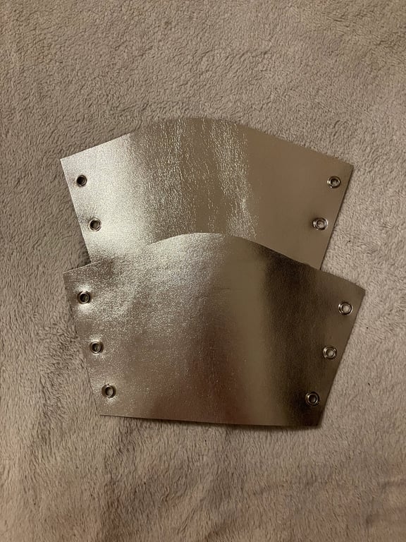 Small Pair Metallic Silver coloured Leather Bracers - FREE SHIPPING