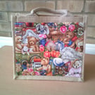 Pretty Teddy Bears Small Jute Bag