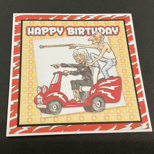 Handmade Funny Wrinklies at the Movies 6 x6 inch Birthday card - Grease