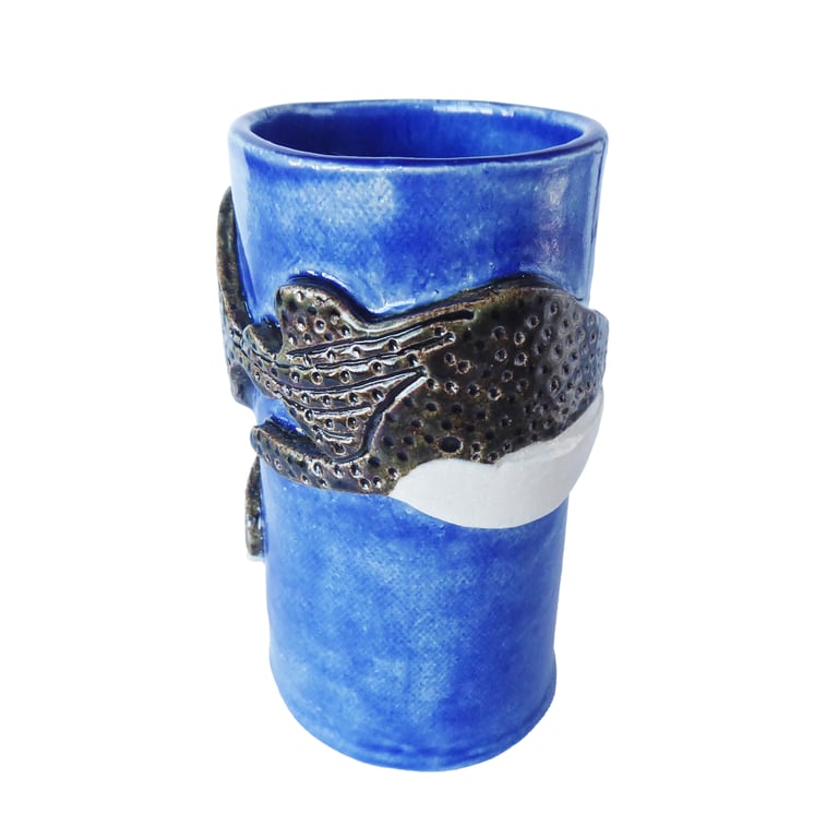 Whale Shark Ceramic Vase, Handmade Stoneware Pottery