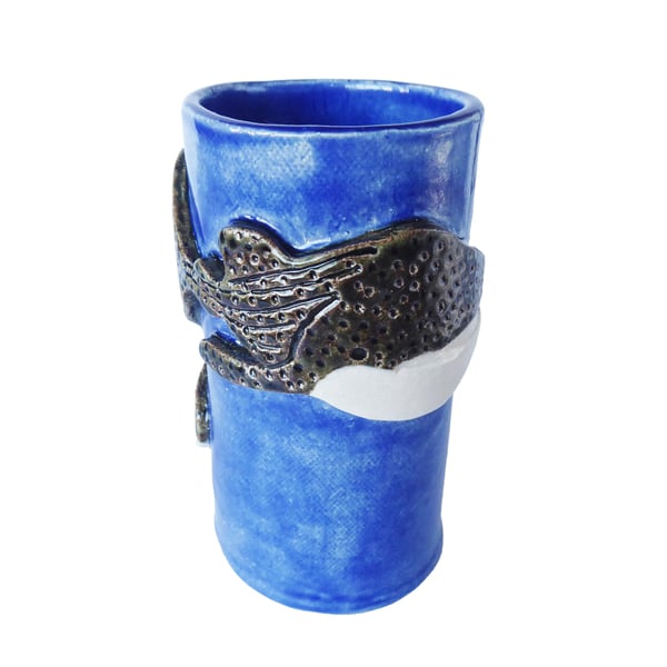 Whale Shark Ceramic Vase, Handmade Stoneware Pottery
