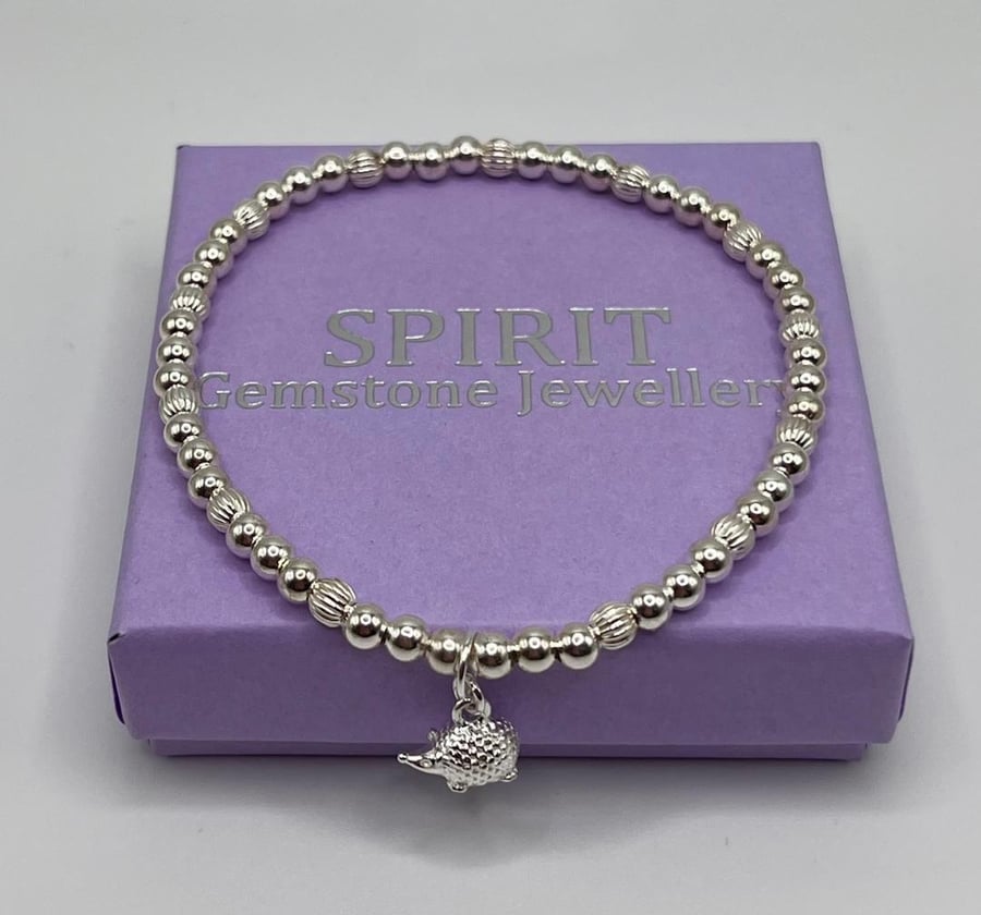 Sterling Silver Hedgehog Charm Bracelet