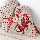 SALE - WELSH DRAGON HEART - polka dots