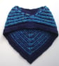 Neckwarmer, Scarf, Kerchief Cowl, Knitted Handspun Navy, Blue, Merino, Silk - Image 7