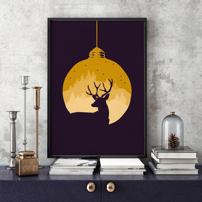 Midnight Wanderings Stag Print, Wall Art Print, Stag Art Print, Animal Print