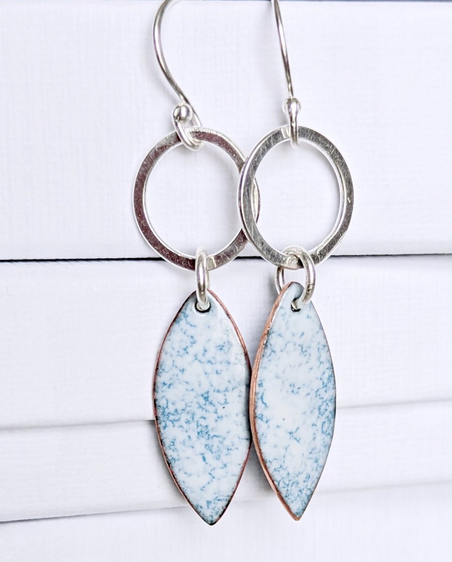Enamel and Sterling Silver Dangle Earrings