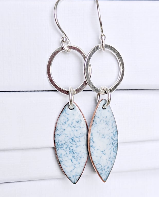 Enamel and Sterling Silver Dangle Earrings