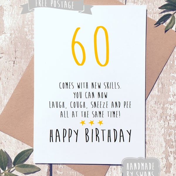 Funny 60th birthday card, 60th birthday, funny card, sixty card, birthday card