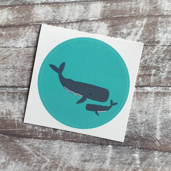 Whale 38mm Round Sticker