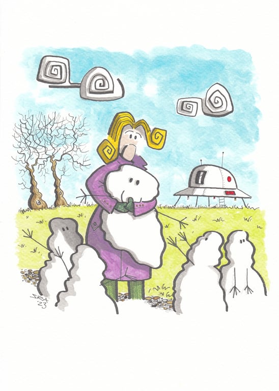 'Hugging the Aliens' an A4 sized original artwork