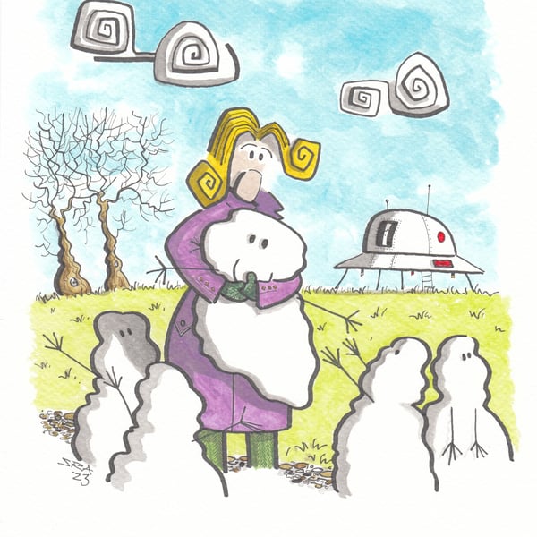 'Hugging the Aliens' an A4 sized original artwork