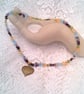 Mixed Gemstone Chip Bead Necklace with a Bronze Heart Charm, Gift for Her - Image 4