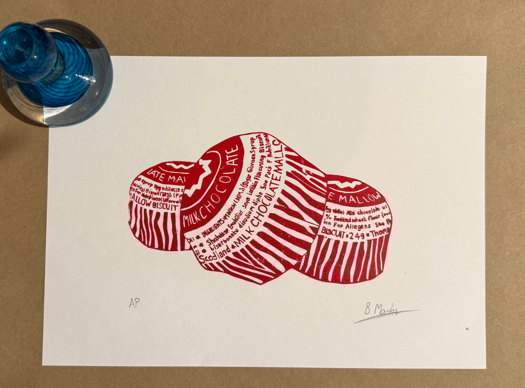 Perfectly Imperfect Teacakes: Hand-Burnished Lino Cut