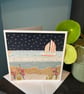 Sailboat or light house seascape card. Print of original hand collaged art - Image 3