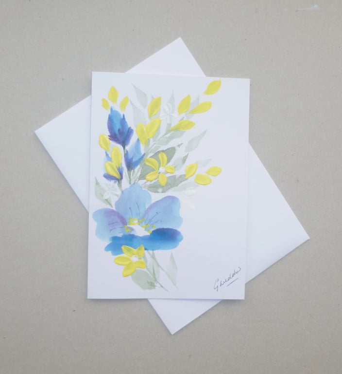 hand painted floral blank card ( ref FA 202 K5 )