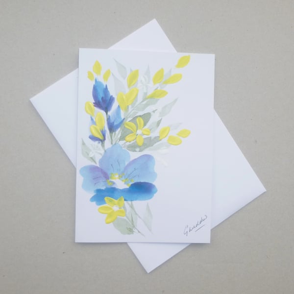 hand painted floral blank card ( ref FA 202 K5 )