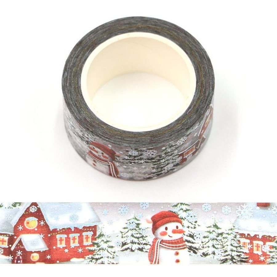 Syntego Snowman Winter Scene Holographic Snowflakes Washi Tape Decorative Self A