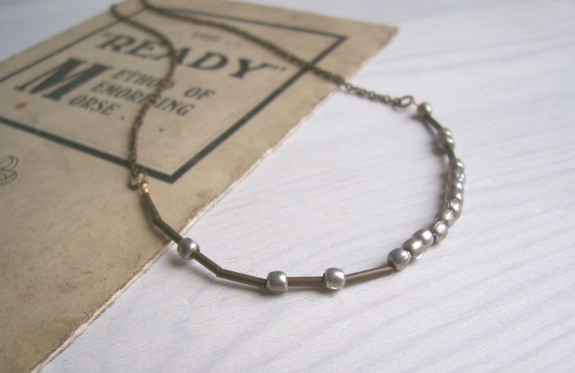 Custom City Morse Code necklace - Manchester - mixed metals