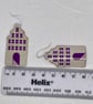 White Dutch Style House Recycled Tin Earrings with Silver - Image 5
